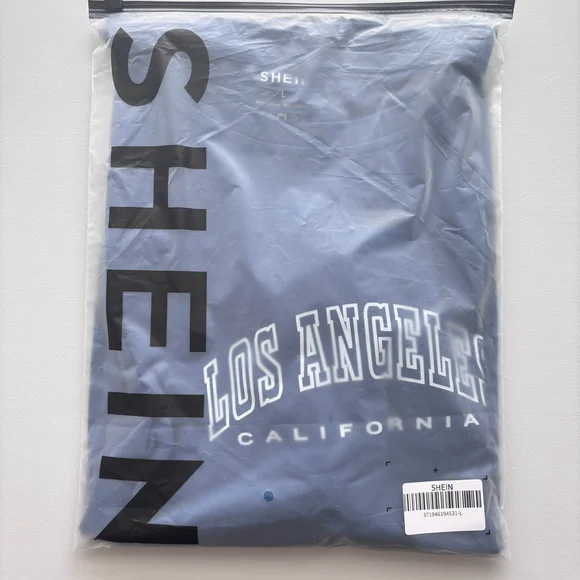 SHEIN Women's Los Angeles California Blue Oversized Short Sleeve T-Shirt NIB - Picture 6 of 6